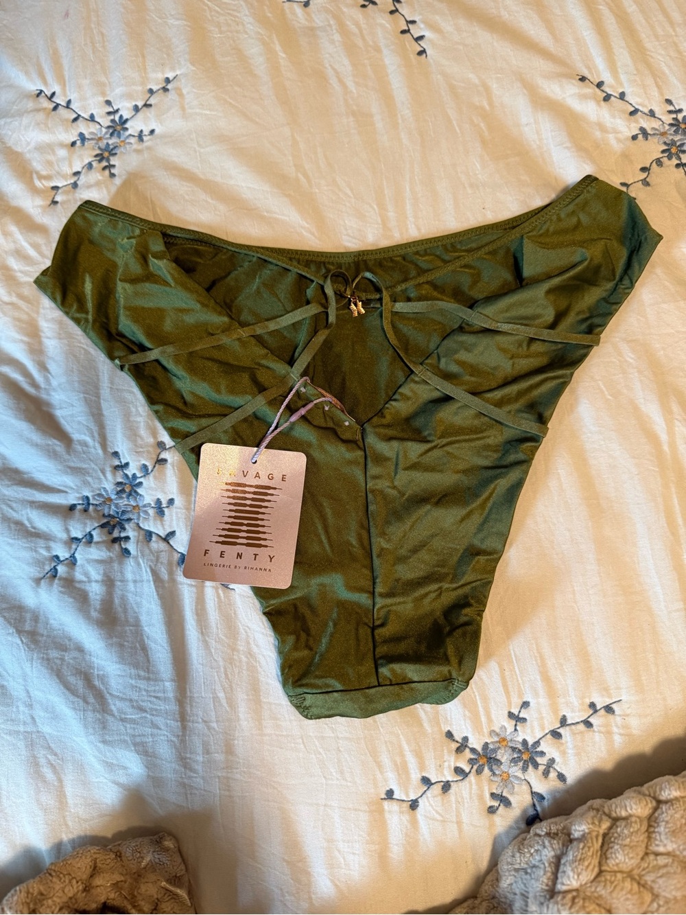 Savage X Fenty Olive Green Strappy Hipster Bikini